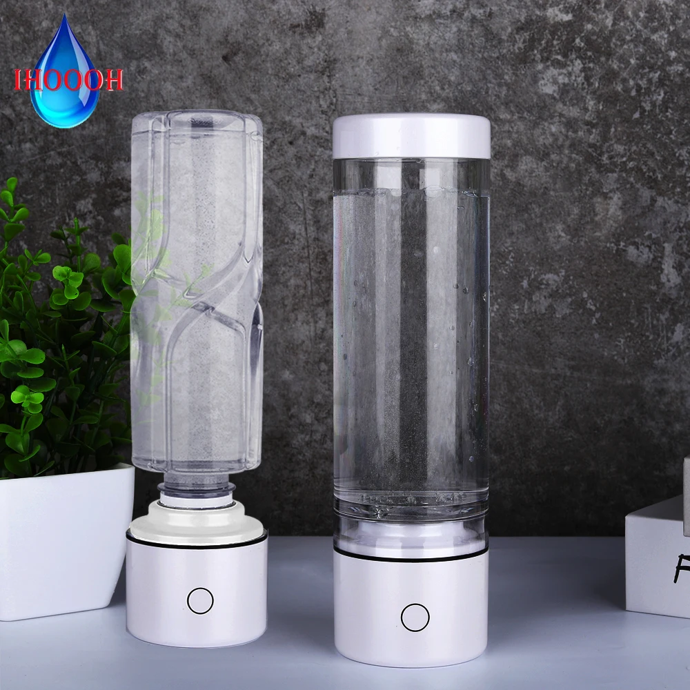 IHOOOH Tragbarer Wasserstoff-Wassergenerator, 6000 PPB SPE, PEM, alkalischer Ionisator, Anti-Aging, reiner H2-Ventilator, Nano-reichhaltige Wasserflasche