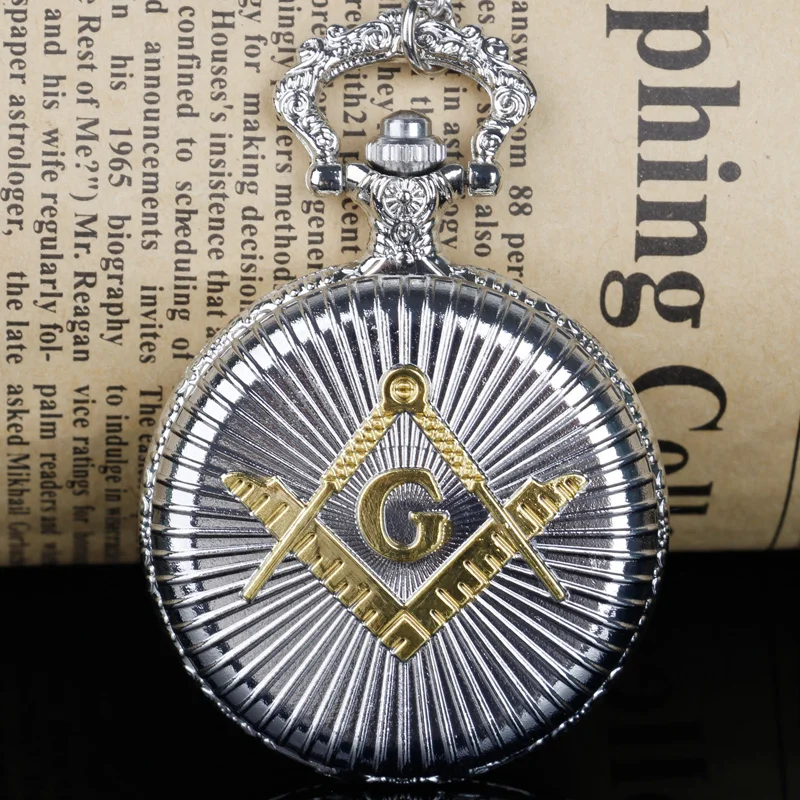 خمر البرونزية/الفضة الماسونية رمز ساعة الجيب قلادة قلادة للرجال والنساء توقيت قلادة Relojes دي Bolsillo