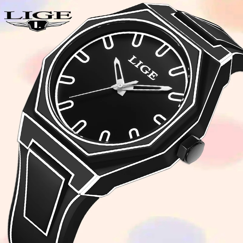 

LIGE Men Simple Watch Fashion Silicone Sport Waterproof Chronograph Men's Quartz Wristwatches Watches For Mano Relogio Masculino
