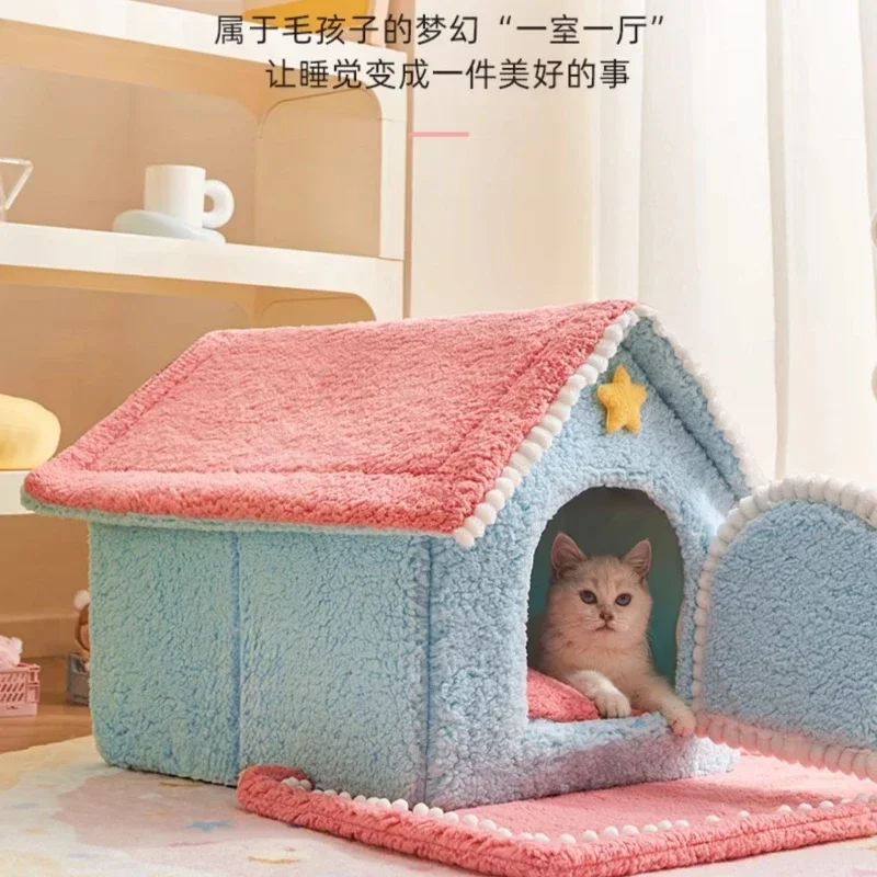 

Cat Nest Winter Warm Autumn and Winter Closed Removable and Washable House Villa