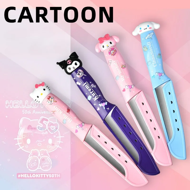 Sanrio Miniso Hallo Kitty Kuromi meine Melodie Edelstahl Küche Schäl messer tragbare Outdoor Gemüse Obst Peeling Messer