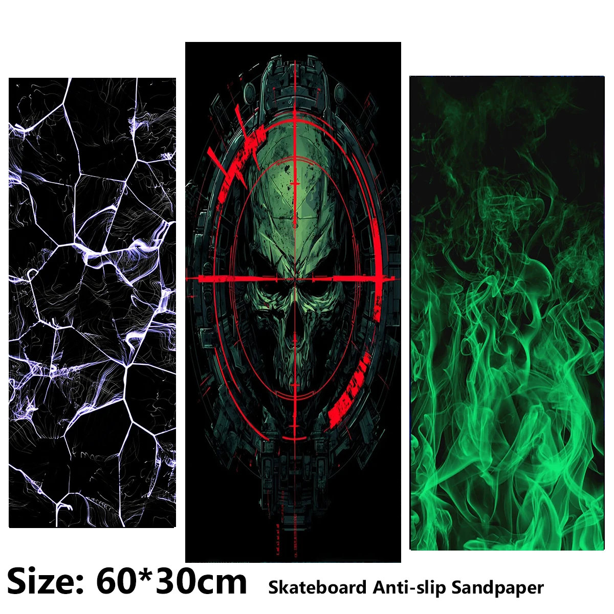 ElecStric Scooter Anti-slip Sticker Sandpaper Skateboard Grip Tape Sheet 60*30cm Skeleton Stripe Rupture Pattern