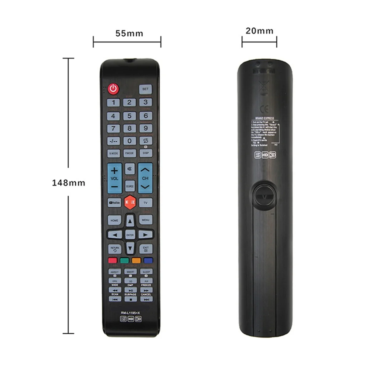 AT824-RM-L1195+X Universal Remote Control Multi-Device Compatibility, Easy Setup for TV