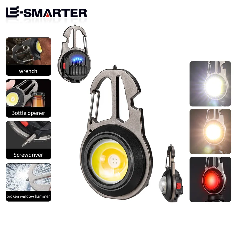 Multi-function Portable Flashlight Keychain Lamp Buit-in Battry Work Light W5137