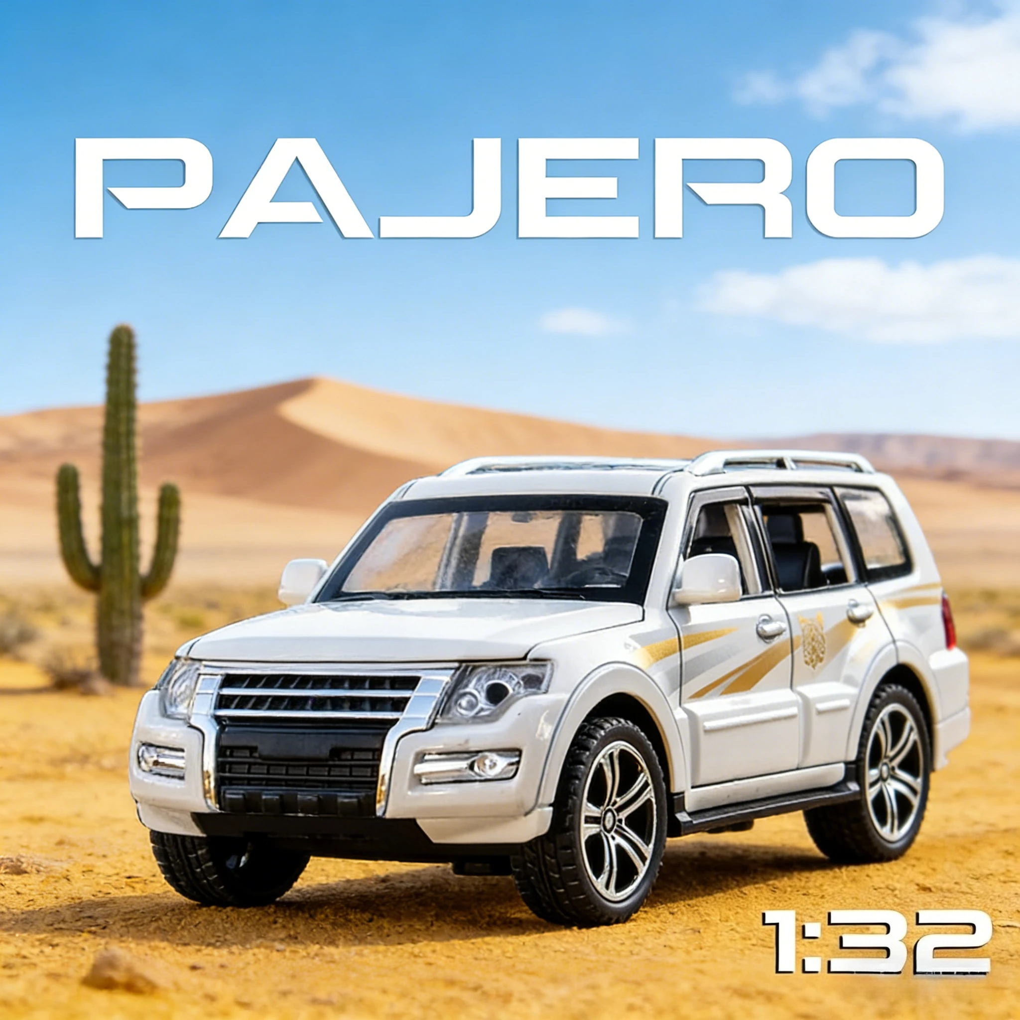 1:32 ميتسوبيشي باجيرو Suv سبيكة نموذج سيارة معدنية دييكاست لعبة السيارة نموذج جمع محاكاة الصوت ضوء لعبة للأطفال الهدايا