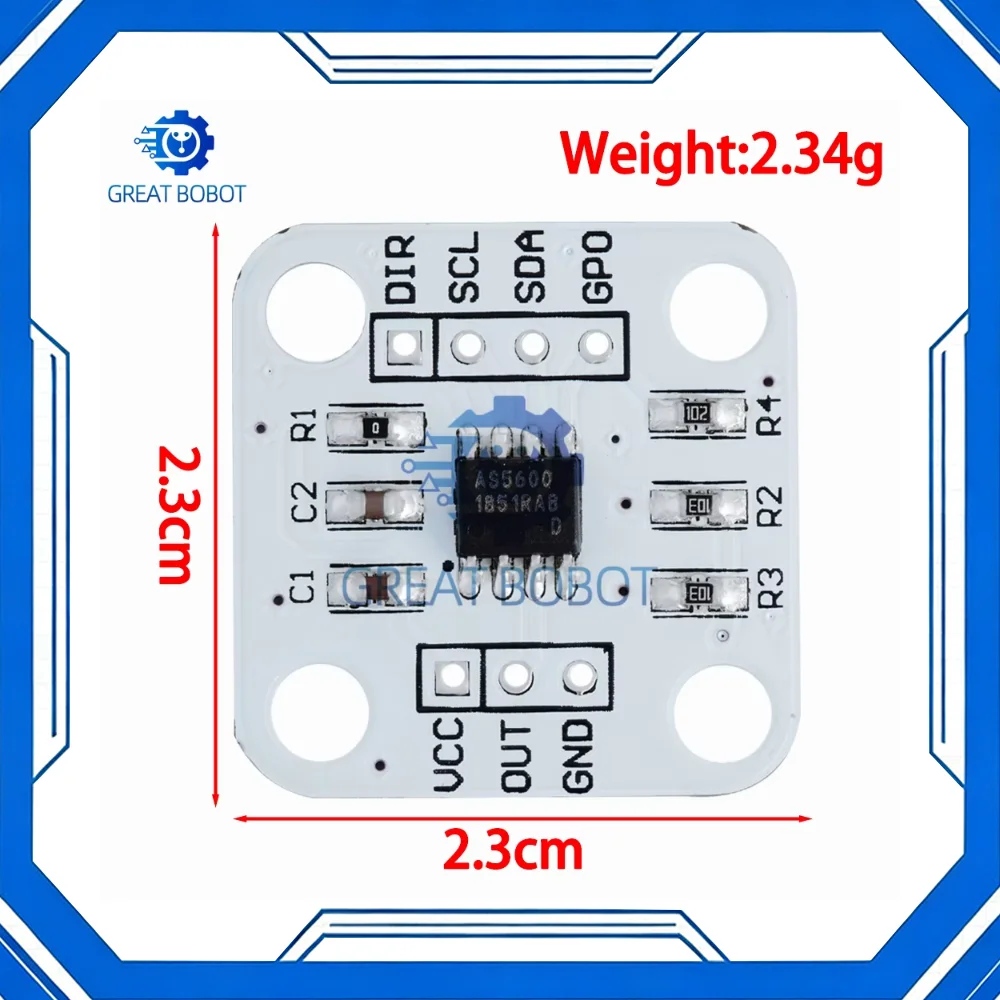 AS5600 High-Precision Magnetic Encoder Module 12-Bit Resolution Angle Measurement Compatible for Arduino