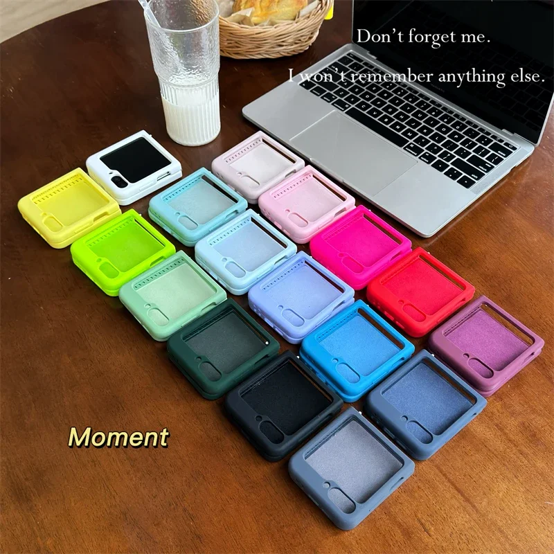 For Samsung Z Flip 6 Fluorescent Color Liquid Silicone Case For Z Flip 5 6 Shockproof Matte Bumper For Galaxy ZFlip6 Candy Cover