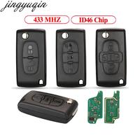 Jingyuqin Remote Car Key Alarm 433MHZ ID46 For Citroen C1 C2 C3 C4 C6 C8 Peugeot 107 308 407 507 607 ASK/FSK HCA/VA2 CE0523/0536