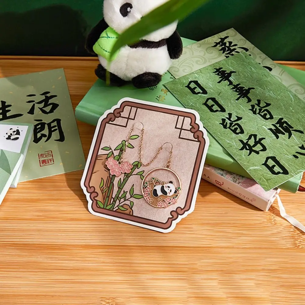 Creative zinc alloy cartoon panda Bookmark cartoon mental Metal panda Bookmark panda with Tassel Book Page Marker Student