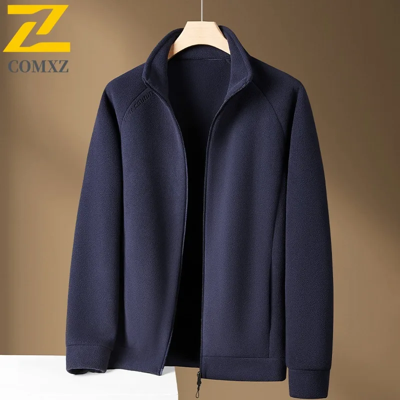سترة رجالية سميكة بياقة واقفة من COMXZ للتنقل في المكتب وسحاب مقاوم للبرد وتصميم بلون سادة ملابس شتوية خفيفة الوزن #2
