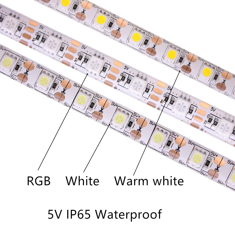 5m DC5V 12V 24V SMD 5050 LED-Streifenlicht TV-Hintergrundbeleuchtung IP20 Nicht wasserdicht Kaltweiß Warmweiß 4000K RGB-Band für Dekoration – Detail 3