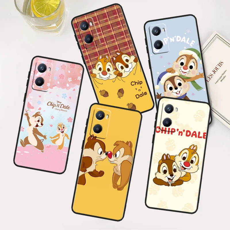 Disney Chip And Dale For OPPO A96 A94 A93 A77S A76 A74 A73 A72 A57S A56S A54S A53 A52 A15S A9 A5 Black Phone Case