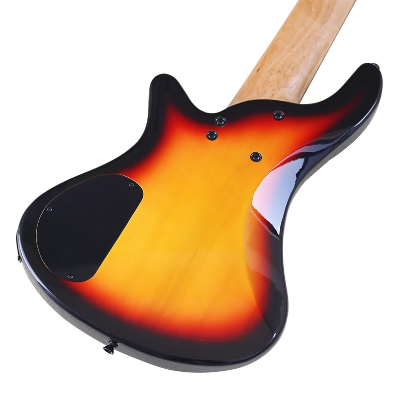 6 String Bass Guitar Sunburst 43 Inch Electric Bass Guitar 24 Frets Solid Basswood Body with Canada Maple Neck