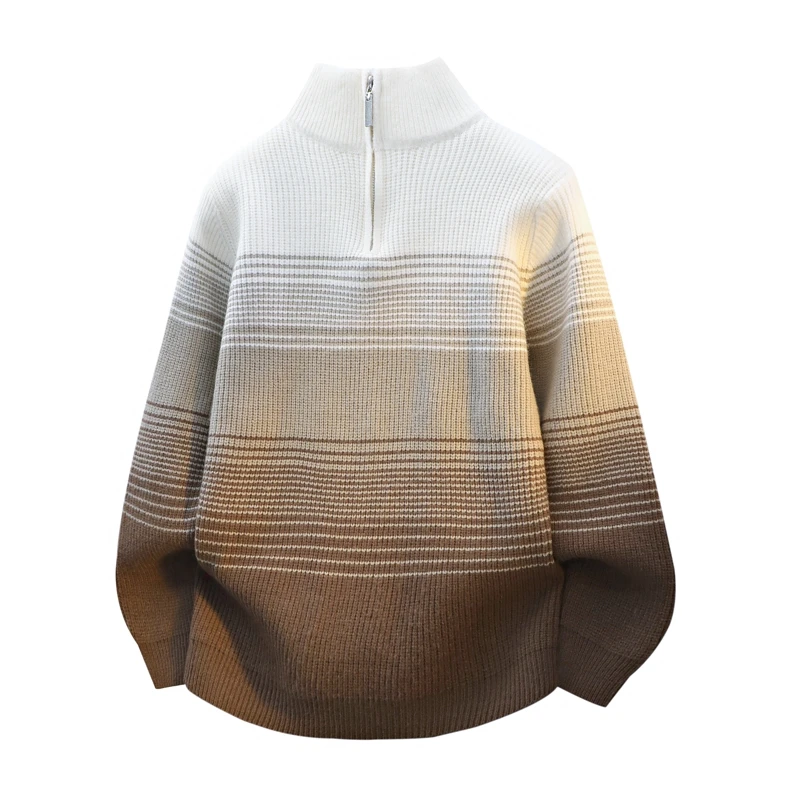 

Осень/зима, мужской свитер с градиентом и воротником-стойкой, новые модные европейские вязаные топы на полумолнии высокого качества, универсальные модные топы