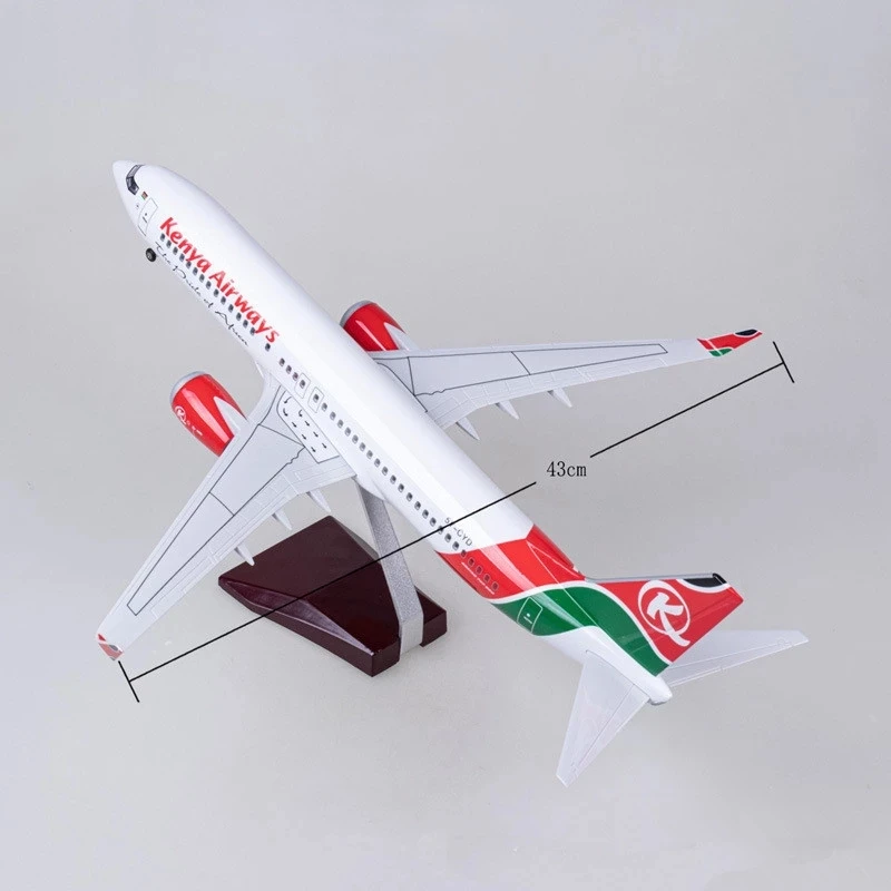 1:85 Scale 47CM Die-Cast Resin B737 Airbus Kenya Airways Airlines 737 Boeing Series Aircraft Model With Lights and Wheels