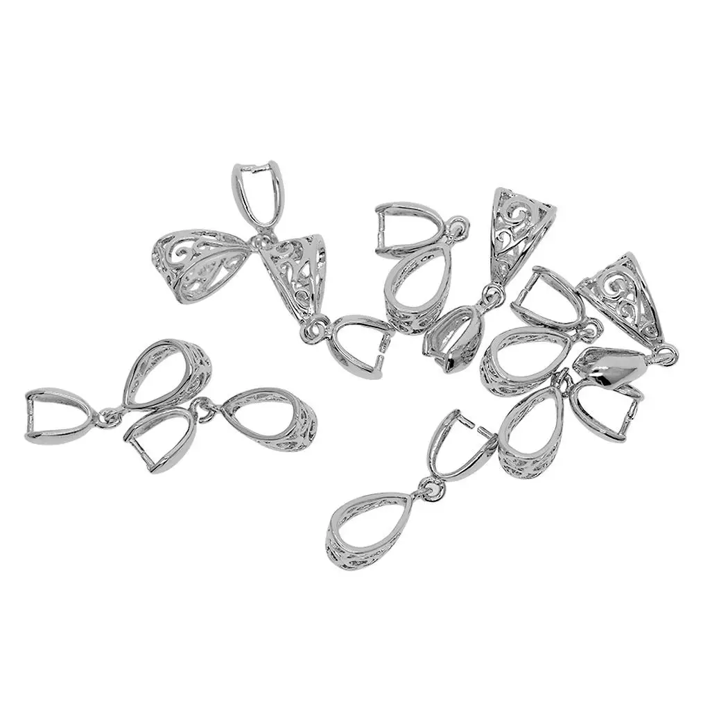 

10pcs Brass Pinch Bails Filigree Antique Pinch Clip Pendants Connector