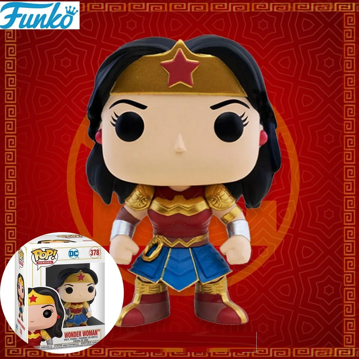 FUNKO POP Heroes Wonder Woman 378# PVC Vinyl Figure Collectible Model Toys DC Hero Birthday Holiday Party Decor Gift Toy