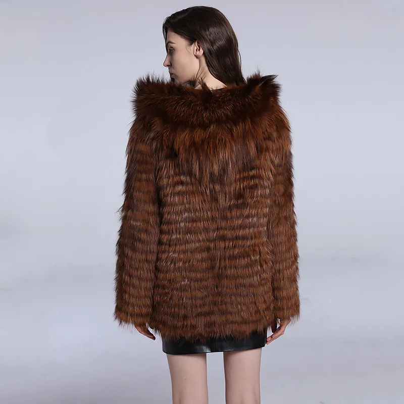 Genuine Leather Silver Fox Fur Grass Medium Length European and American Coat Warm Fur Coat for Women in Autumn and Winter