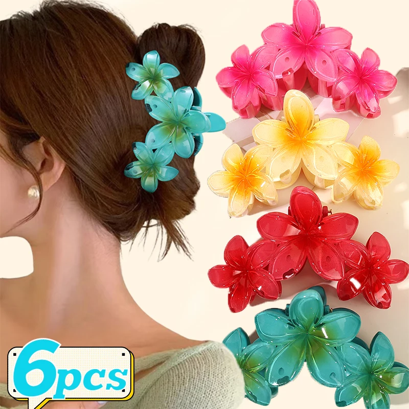 

2024 Korean Kpop Egg Flowers Hair Clips Back of Head Retro Women Girls Hairpin Shark Clip Vacation Girls Hair Claws Accessories