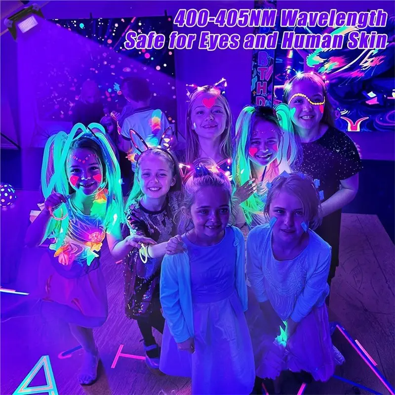 ABGG-Fishing Rechargeable Black Lights Cordless Ultra Violet For Glow Party Flood Light Outdoor 2PCS