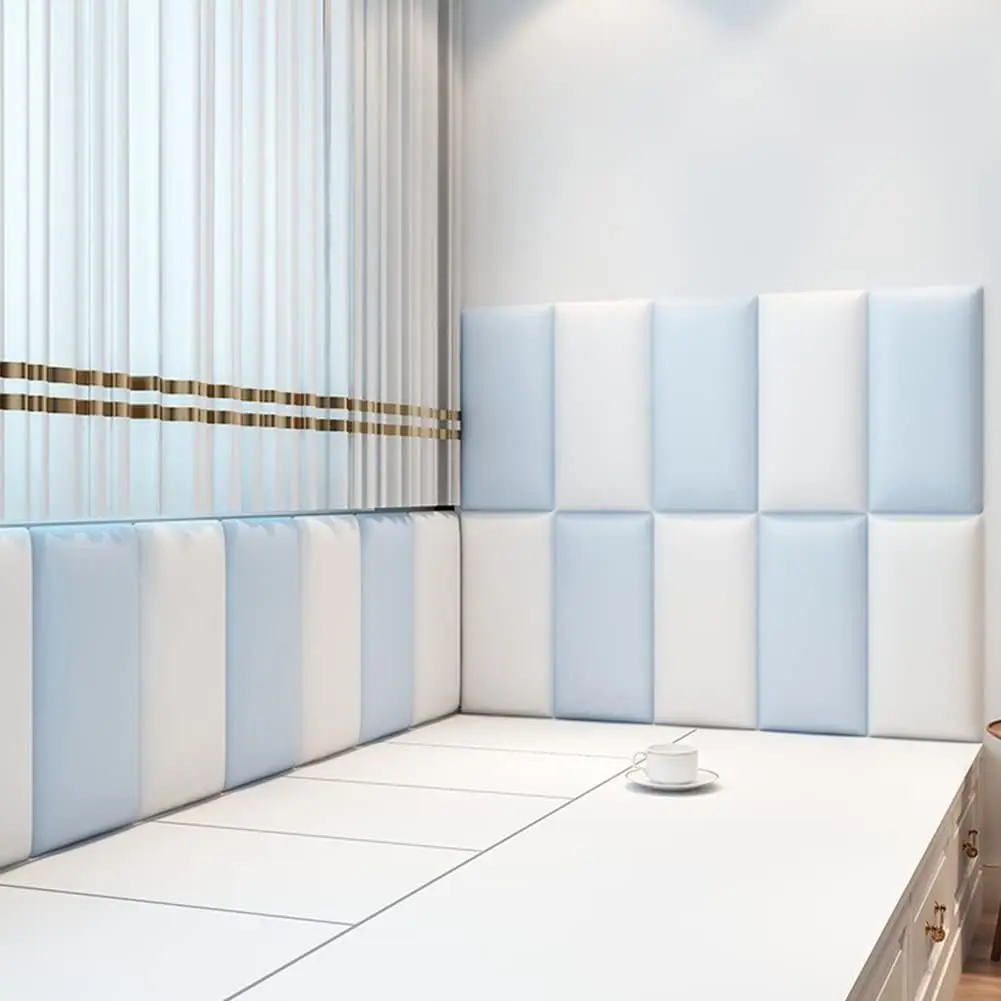 

5PCS/ 3D Anti-Collision Wall Padding, Peel & Stick Upholstered Panels, Queen Headboard, Playroom Decorative Protection Panel