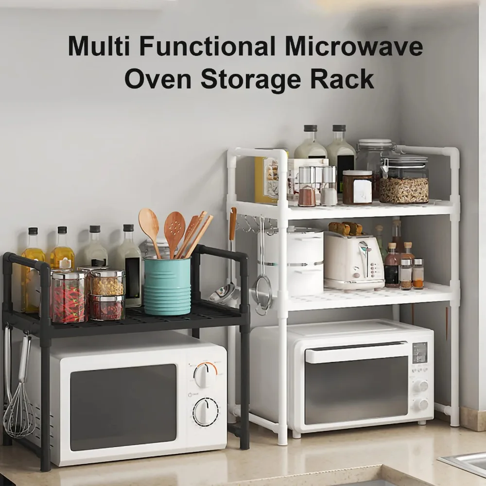 Kitchen Storage Rack Microwave Shelf Condiment Organizer Multi-Layer Simple Countertop Tidying Shelves Elevated Seasoning Racks