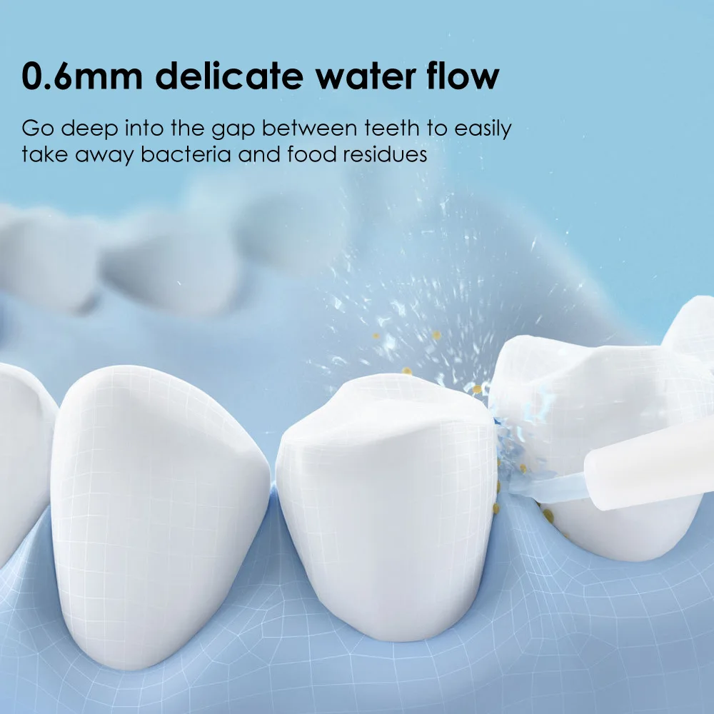 Kabelloser Wasserflosser, tragbarer Munddusche mit 3 Modi & 4 Düsenspitzen, 230ml USB-aufladbar für die Zahnreinigung auf Reisen – Detail 7