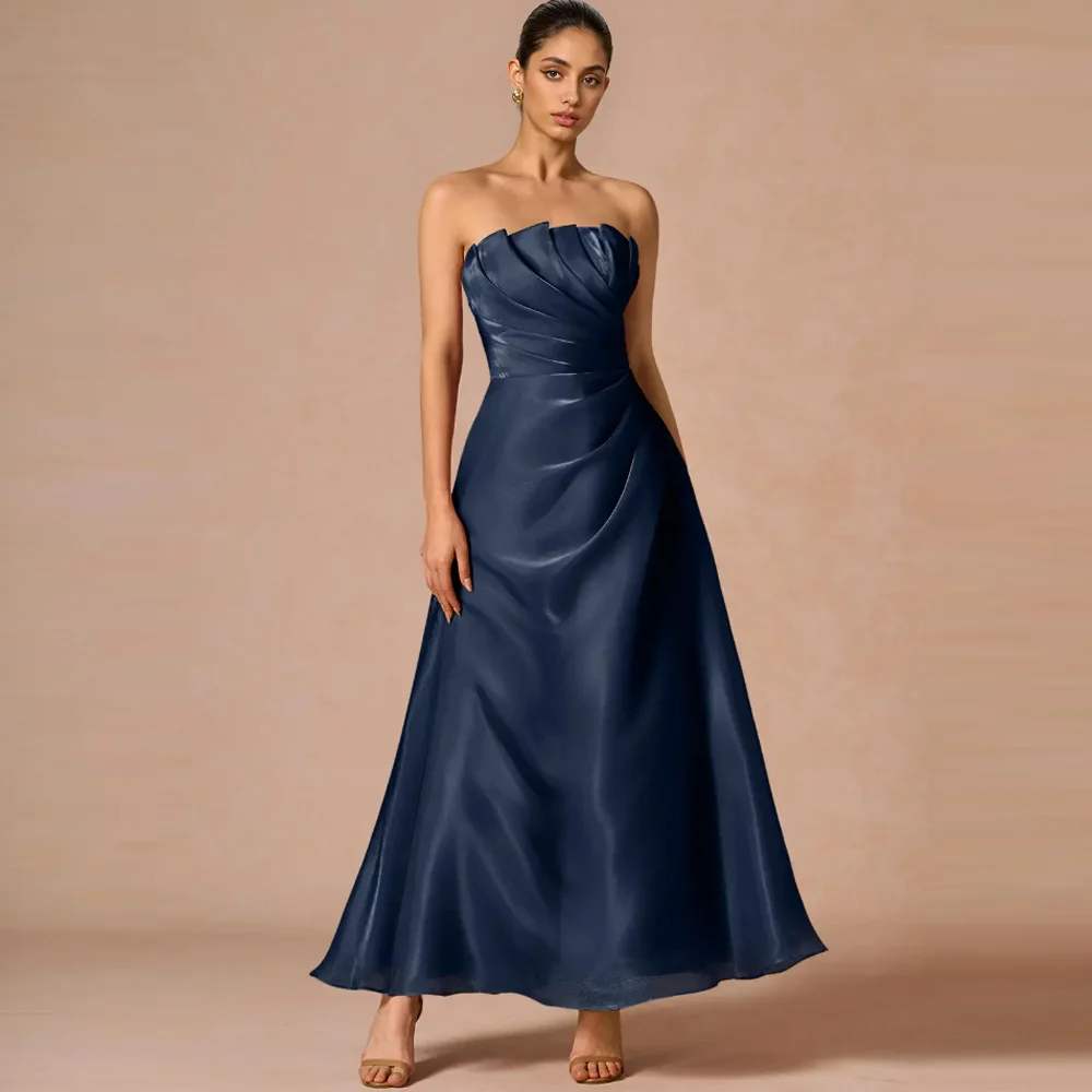 

Formal Pleat Mermaid Strapless Prom Dresses Cocktail Dresses Simple Retro Fashion Elegant Exquisite High Quality Customized