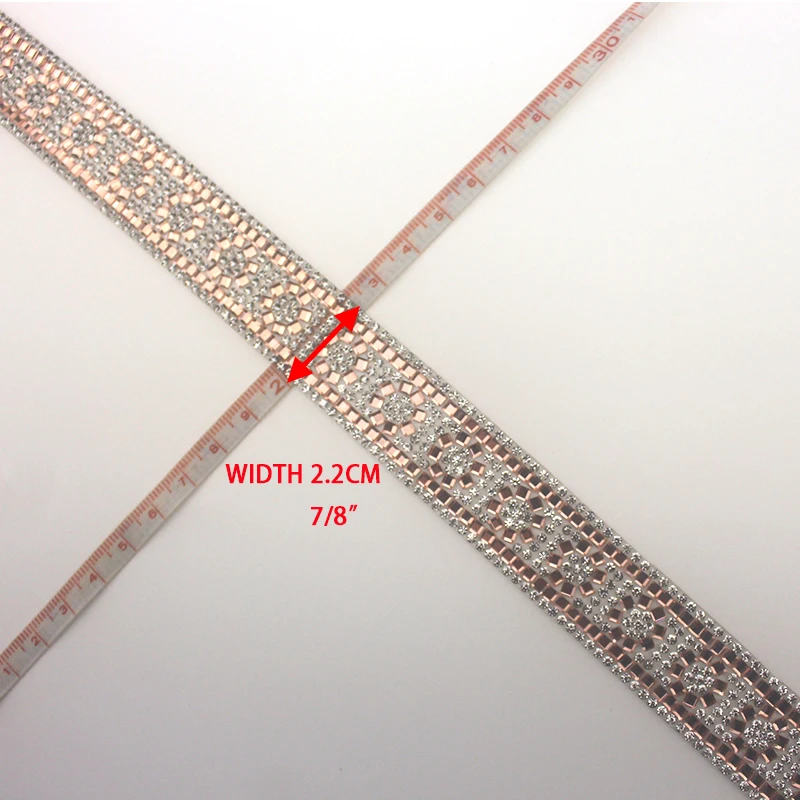 1 Yard Hot Fix Rhinestone Glass Ribbon Crystal Motif Trim Tape Heat Transfer DIY Trimming Decorative Clothing Accessories YY118