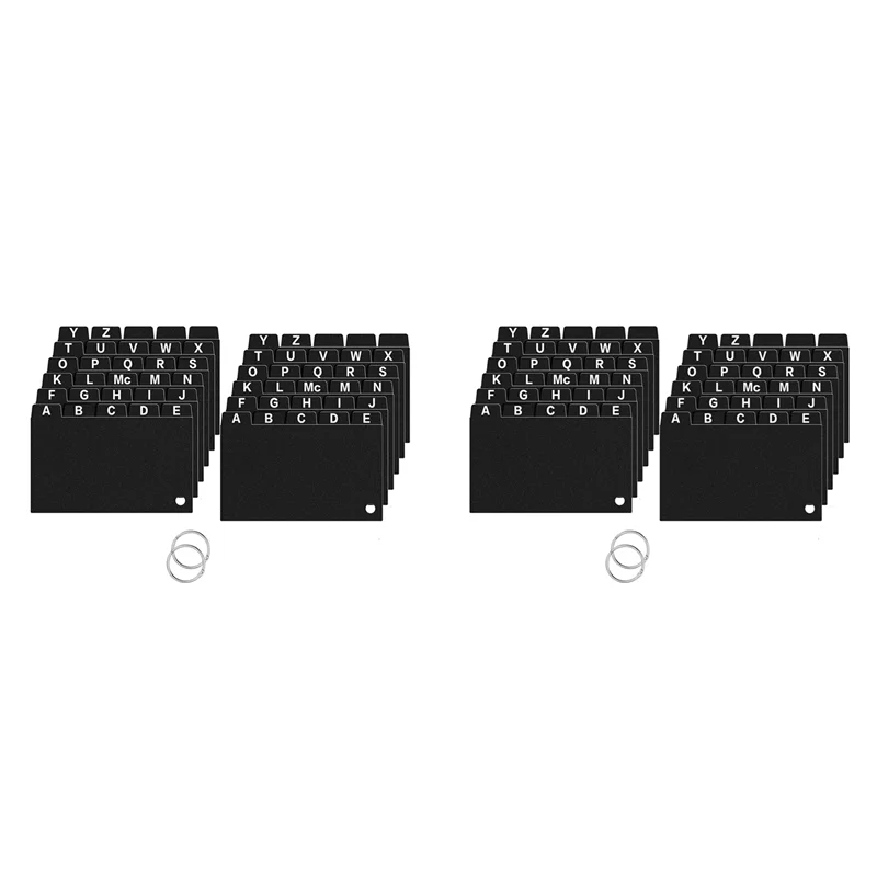 124 조각 검정색 색인 카드 분배기 3X5, 링 색인 카드 주최자가있는 알파벳 탭 색인 카드 분배기
