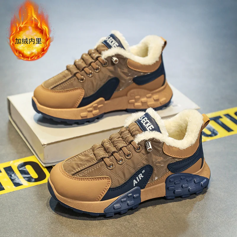 

Warm Plush Cotton Shoes for Men Winter Sneakers New High-tops Thick Soled Snow Boots Men's Casual Outdoors Shoes zapatos hombre