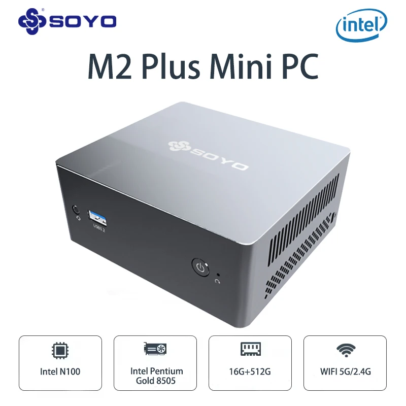 MOUGOL M2 Plus Portable Mini PC Intel N95 CPU DDR4 8/16GB RAM 256G M.2 SSD Windows11 WIFI6 HDMI+DP for Desktop Office Computers