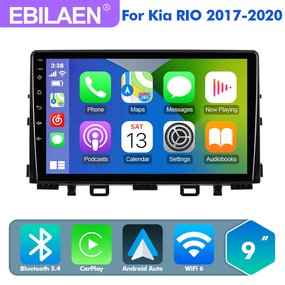 

EBILAEN Android 13 Car Radio For Kia RIO Stonic YB 2017-2020 Multimedia MP3 Player GPS RDS Navigation Carplay Autoradio 4G FM