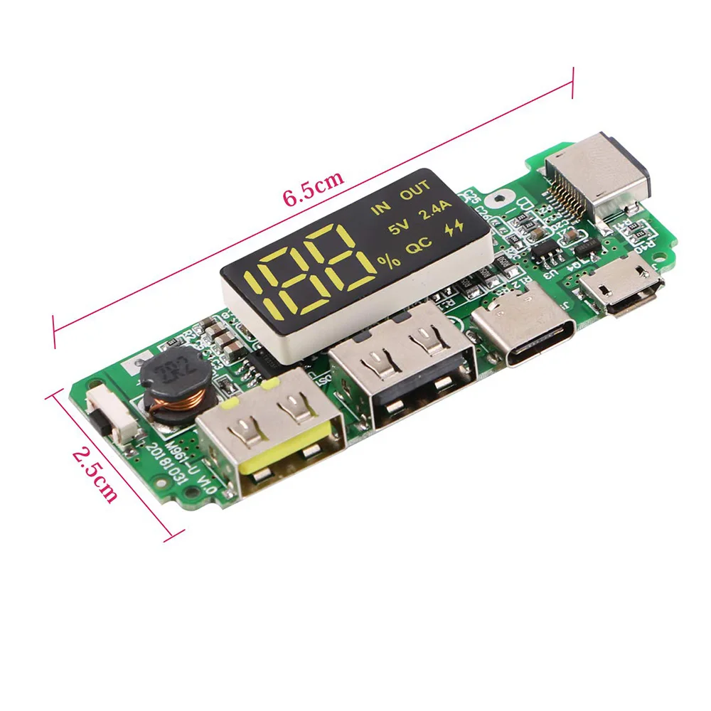 LED Li-ion Battery Fast Charging Module 18650 Fast Charging Mobile Power Board DIY 5V 2.4A Power Bank Box Charging Module