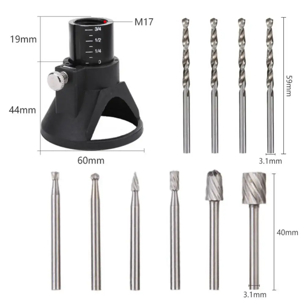 11pcs HSS Woodworking Locator Set With Drill Bit Electric Drill Engraver Grinder Dremel Rotary Tool Power Tools Accessories