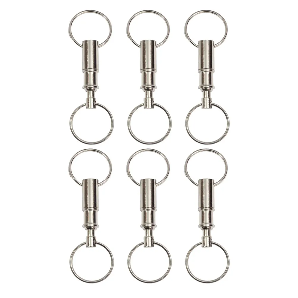 6Pcs Quick Release Detachable Keychain Dual Split Heavy Duty Iron Minimalist Snap Lock Pull Apart Keyring Key Holder for Women