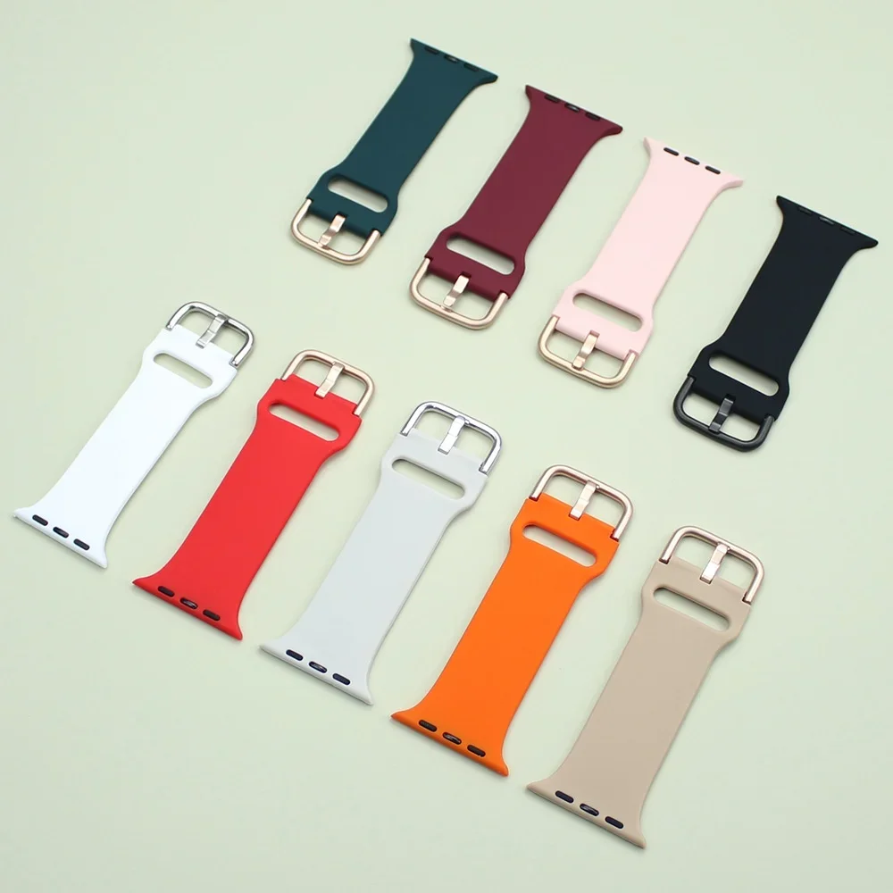 Silicone Strap for Apple Watch Band 49mm 45mm 44mm 42mm 41mm 40mm 38mm Bracelet iWatch Series Ultra 9 8 7 6 5 4 3 SE Watchband