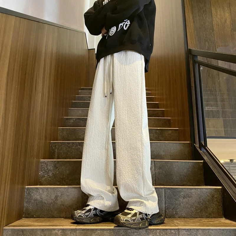 

Men's Texture Straight Leg Casual Pants Spring Autumn New Sle American Retro Spor Brand Faionable Loose Fit Long Trousers