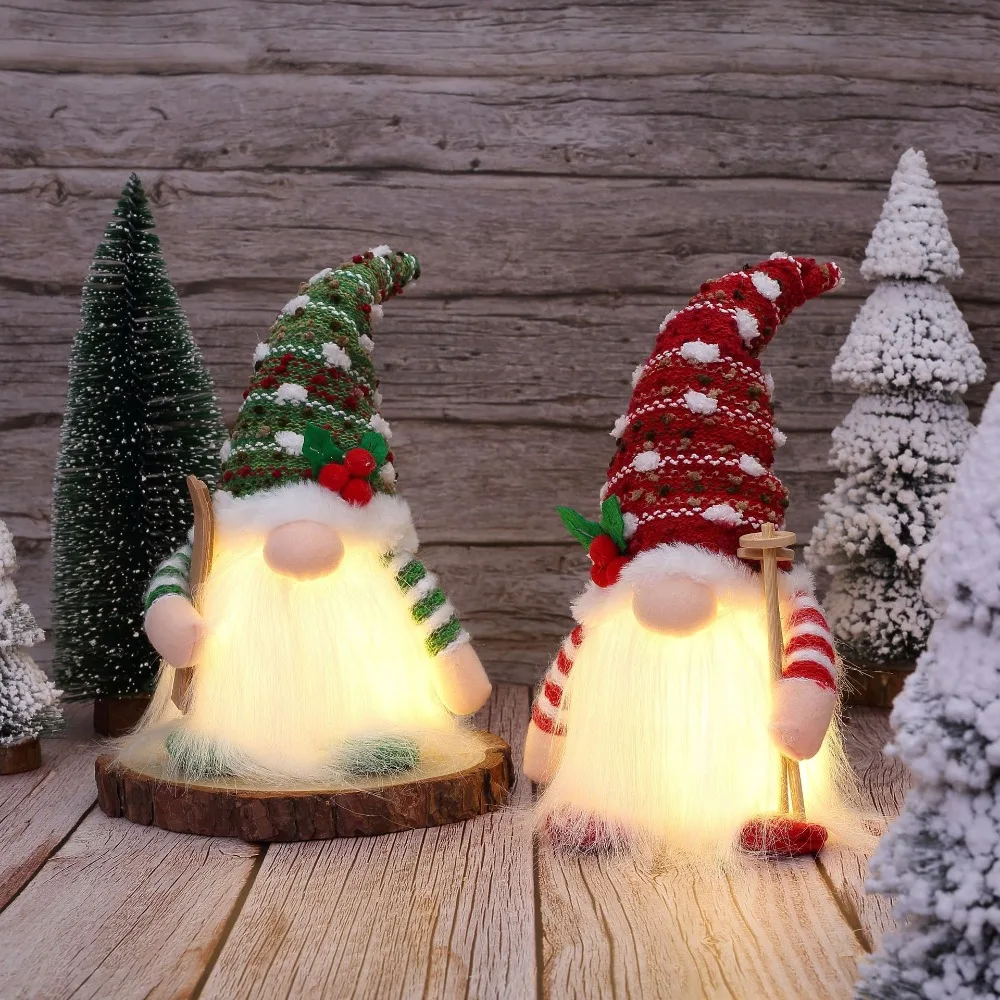 

Hot Selling Trend Christmas Decoration Supplies New Knitted Hats with Lights Faceless Dolls Creative Luminous Ornaments