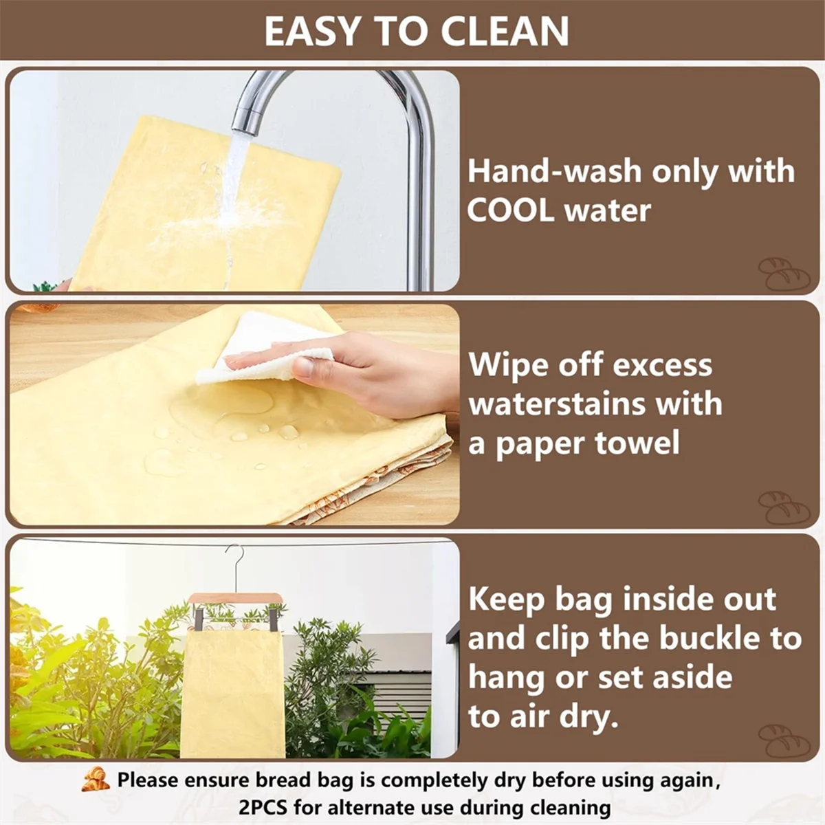 

Многоразовые пакеты для хлеба из пчелиного воска Y31A (2 упаковки), пакеты из пчелиного воска для хлеба на закваске/домашней кухни, мешок из натурального воска из пчелиного воска