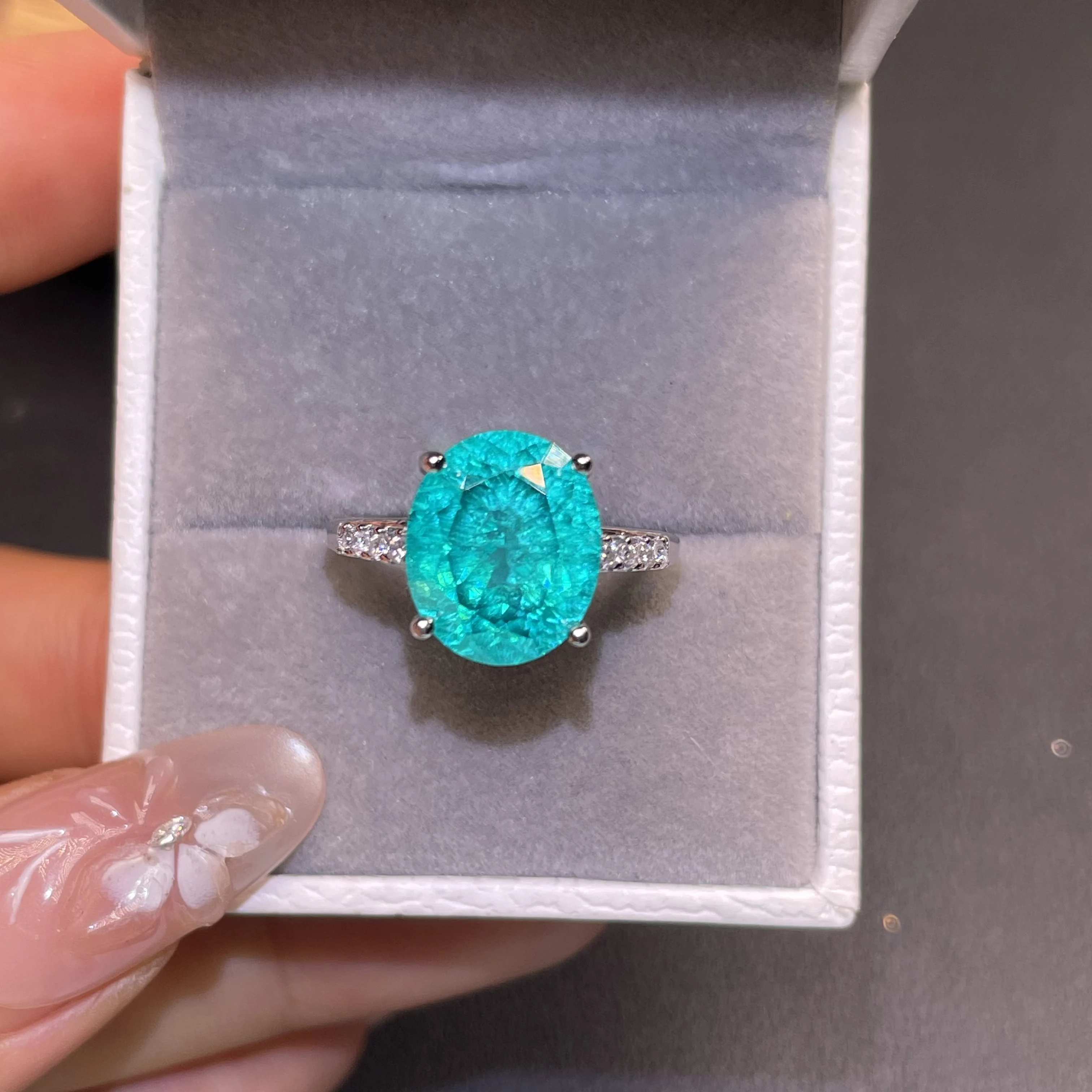 High-quality Paraiba 8-star diamond 925 sterling silver ring - banquet-level jewelry, perfect gift for birthdays