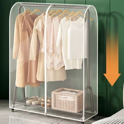 PEVA Clothes Dust Cover Fabric Case Suit Cover For Home Hanging-type Coat Storage Bag Wardrobe Hanger Transparent Organizer 2023