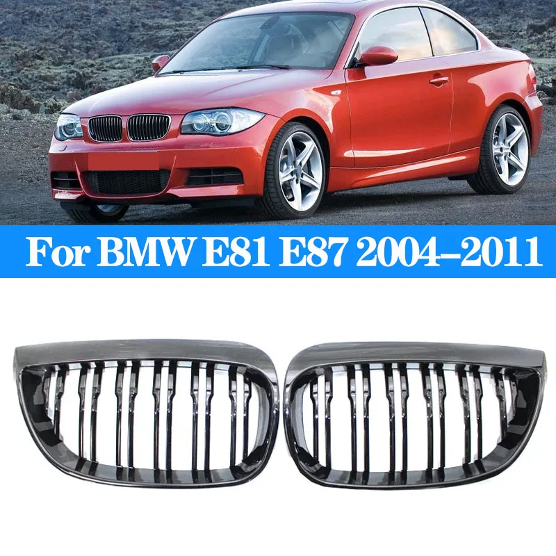 

For BMW 1 Series E81 E87 2004-2011 Gloss Black Grills Cover Car Front Bumper Kindly Facelift M Style Grille 128I 130I 135I