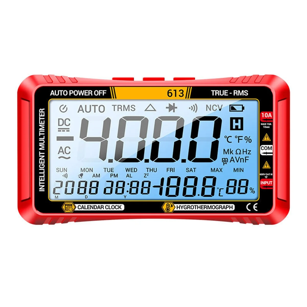 613Smart Multimeter Real-Time Power-Off Measuring Tester AC/DC Ammeter Voltmeter 4000Count Digital Multimetro TestTool,B