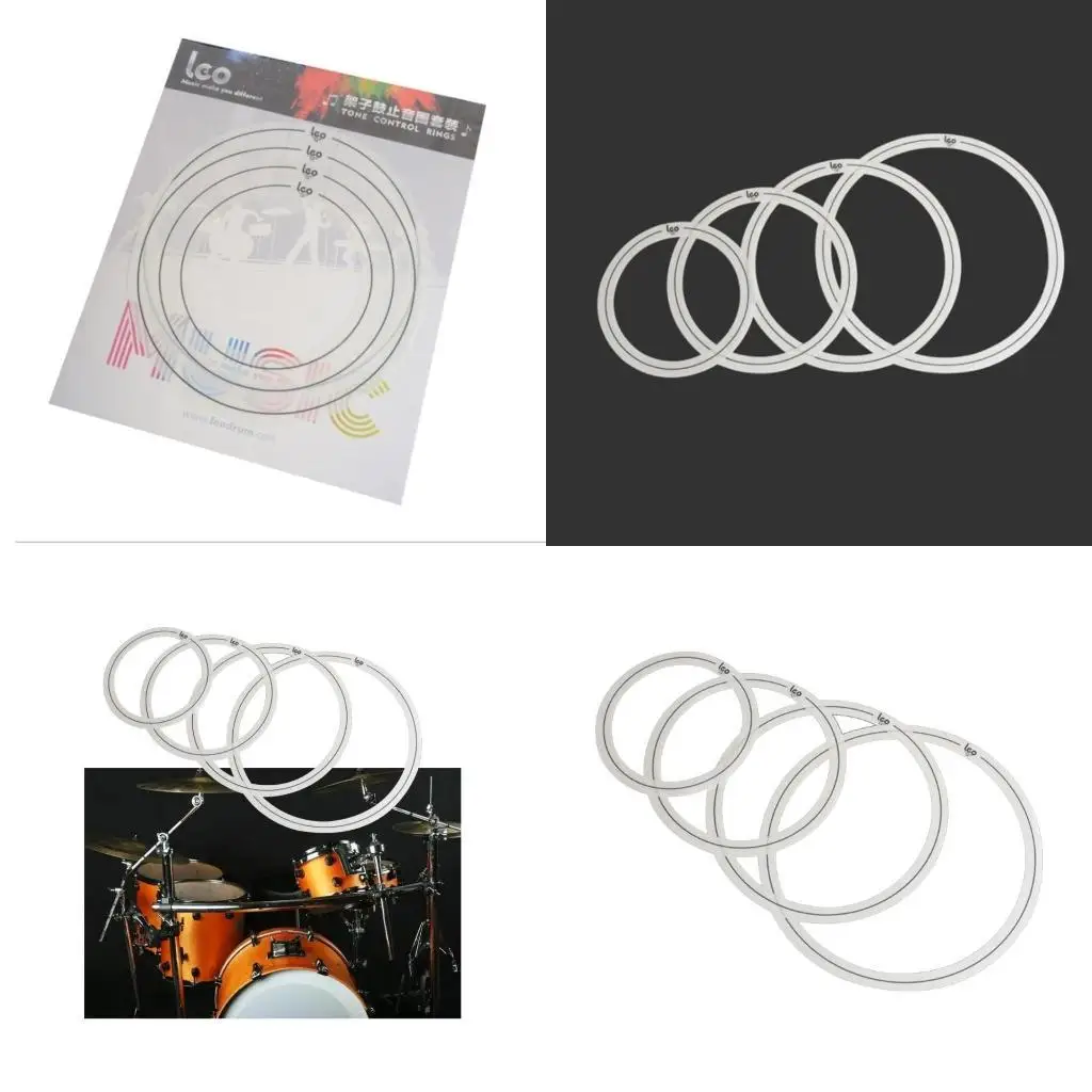 

652F 4 Pcs Durable Drum Silencers Rings Replacement Drum Muffler Dampening Rings Non Slip Drum Damper Percussion Accessories