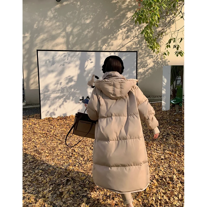 Women Khaki Down Parka Long Jacket Baggy Winter New Waterproof Coat Warm Duck Feather Down Female Hooded Puffer Outwear Tops
