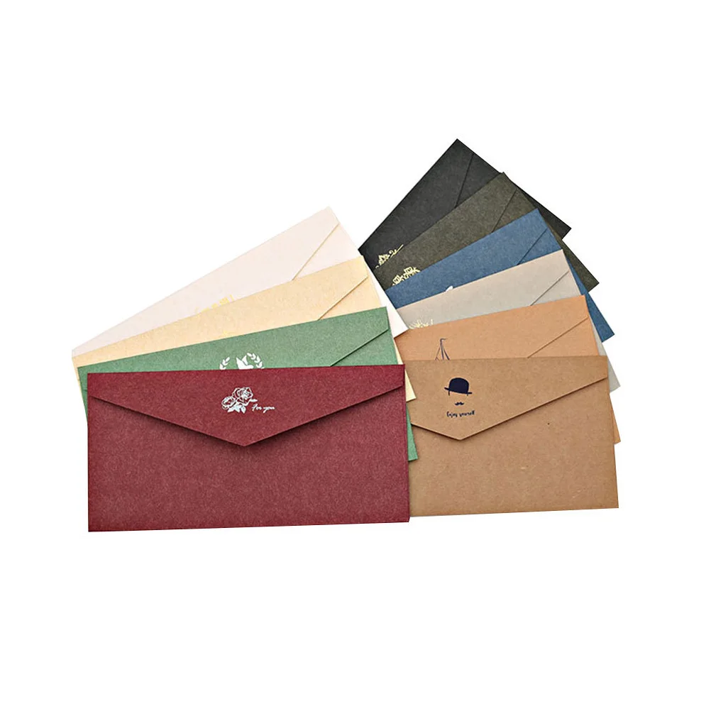 

10Pcs Retro Gilding Envelope Classical Wedding Invitation Blank Envelope Party Paper Envelopes (Navy, )