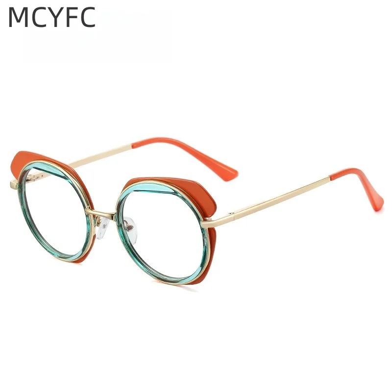 

MCYFC Anti Blue Light Eyeglasses for Women Round Fashion Optical Prescription Glasses Frame for Men Lightweight Glasses Frames