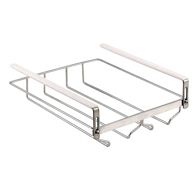 Exquisite-Adjustable Wine Glass Organizer Hanging Metal Wine Glass Rack Wine Glass Holder Under Cabinet No Drilling For Bar 23Cm