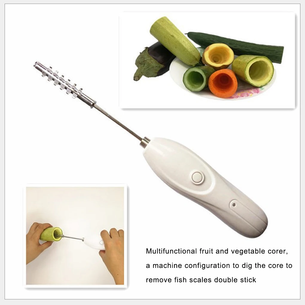 Stainless Steel Vegetable Fruit Corer Handheld Electric Replacement Washable Button Control Kitchen Core Remover Tool